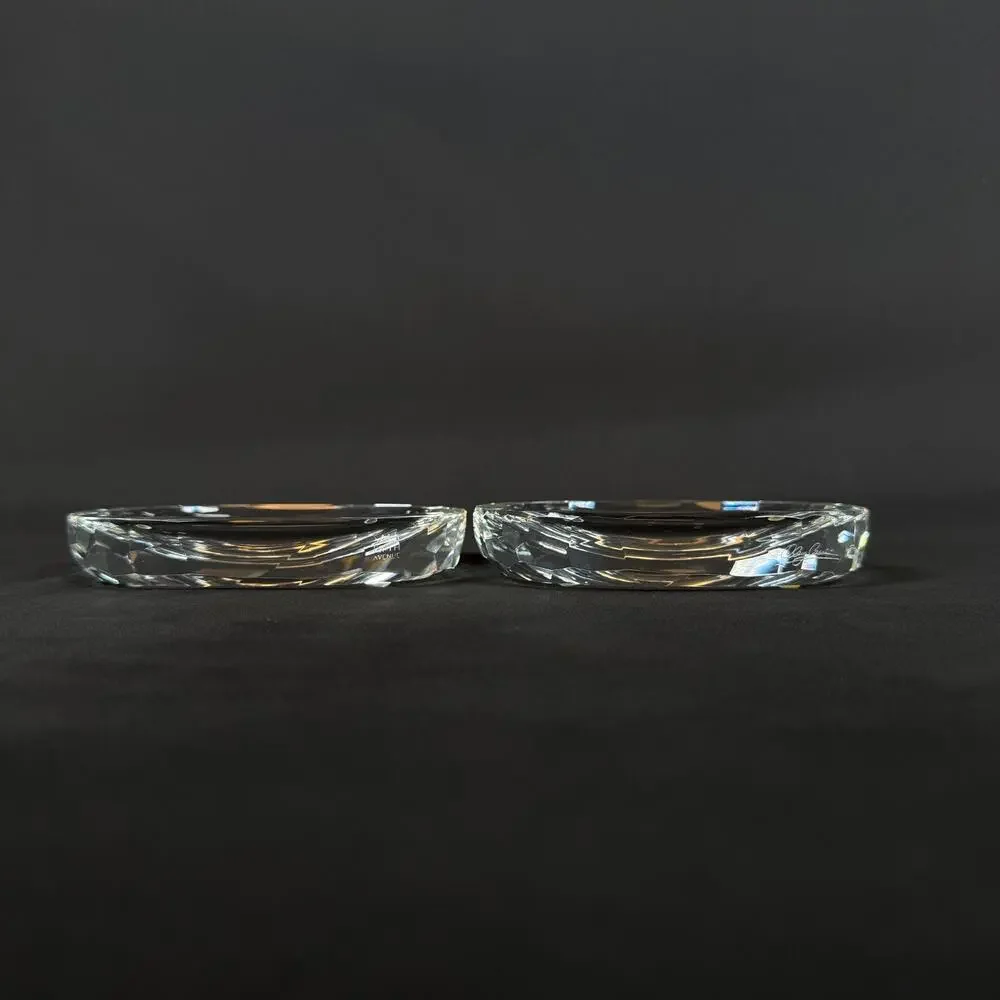 Lot of 2 Oleg Cassini Saks Fifth Avenue Crystal Glass Oval SOAP Dish 4.5